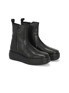 Delize Women Vegan Leather Wedge Heel Ankle Boots