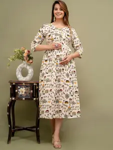 Mialo fashion Printed Maternity Feeding Fit & Flared Ethnic Dresses