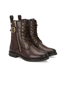 Delize Women Casual Block-Heeled Ankle Lace Up Boots