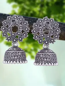 DIVASTRI Set of 5 Silver-Plated Oxidized Dome Shaped Jhumkas