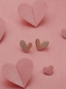 Gargi by P. N. Gadgil & Sons 92.5 Sterling Silver Artificial Stones-Studded Heart Studs