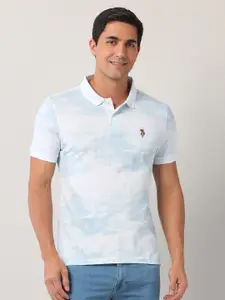 U.S. Polo Assn. Denim Co. Men Abstract Printed Polo Collar Cotton Slim Fit T-shirt