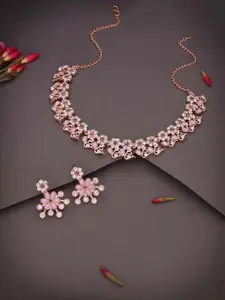 Anouk Gold-Plated Artificial Stones Studded And Beaded Necklace And Earrings