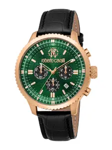Roberto Cavalli Men Dial & Leather Straps Analogue Automatic Watch RC5G127L0035