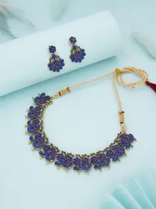 Anouk Gold-Plated Artificial Stone-Studded Necklace And Earrings