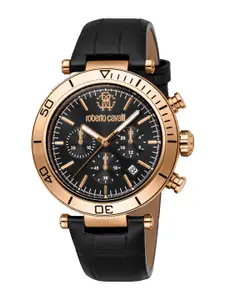 Roberto Cavalli Men Dial & Leather Straps Analogue Automatic Watch RC5G128L0035
