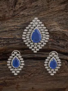 Kushal's Fashion Jewellery Sapphire Rhodium-Plated Party Zircon Pendant Set