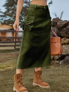 StyleCast Denim A-Line Midi Skirt