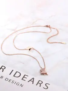DressBerry Rose Gold-Plated Butterfly Shaped Pendant With Chain