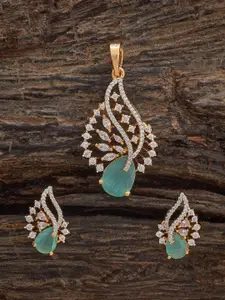 Kushal's Fashion Jewellery Mint Rhodium Gold-Embellished Bridal Party Zircon Pendant Set