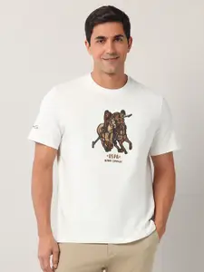 U.S. Polo Assn. Denim Co. Men Graphic Printed Round Neck Cotton Relaxed Fit T-shirt