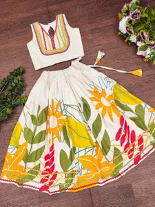 BAESD Girls Embellished V-Neck Gotta Patti Ready To Wear Lehenga & Choli