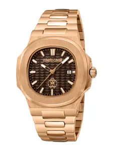 Roberto Cavalli Men Dial & Stainless Steel Bracelet Style Straps Analogue Automatic Watch RC5G136M0045