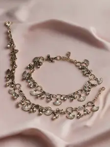 Sangria Silver-Plated Artificial Beads Anklet