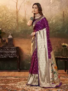 Mitera Floral Woven Design Zari Paithani Saree