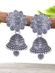 DIVASTRI Set Of 5 Silver-Plated Dome Shaped Jhumkas