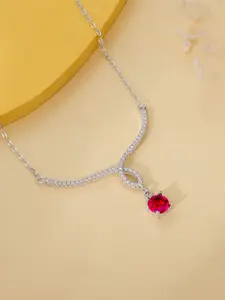GIVA 925 Silver Rhodium-Plated Artificial Stones Necklace