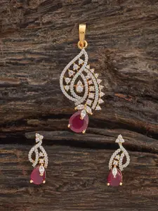 Kushal's Fashion Jewellery Embellished Bridal Gold-Plated CZ Studded Square Drop Earrings