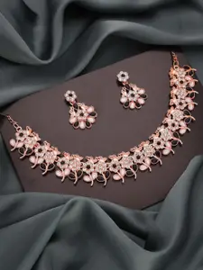 Anouk Gold-Plated Artificial Stones Studded Necklace With Earrings