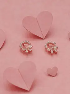 Gargi by P. N. Gadgil & Sons 925 Sterling Silver Stones & Pearls Studded Bow Studs