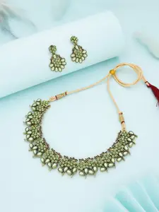 Anouk Gold-Plated Stones Studded Necklace With Earrings
