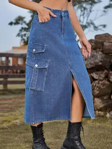 StyleCast Denim Divided Midi Skirt
