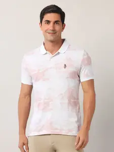 U.S. Polo Assn. Denim Co. Men Abstract Printed Polo Collar Cotton Slim Fit T-shirt