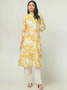 Soch Floral Printed Mandarin Collar Muslin A-Line Kurta