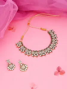 Anouk Gold-Plated Artificial Stones Studded Necklace And Earrings