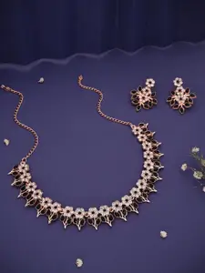 Lyriss Gold-Plated American Diamond Studded Necklaces And Earrings