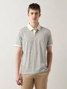 Arrow Men Floral Printed Polo Collar Cotton T-shirt