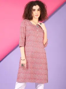 V-Mart Geometric Printed Round Neck Straight Kurta