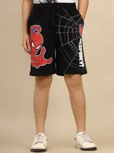 Kids Ville Boys Spiderman Printed Cotton Mid Rise Shorts