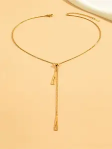 DressBerry Gold-Plated Triangle Shaped Pendant With Chain