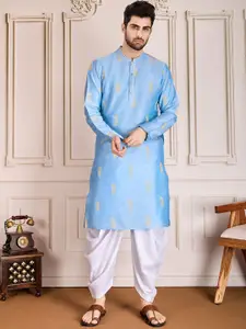 House of Pataudi Paisley Embroidered Mandarin Collar Zari Work Straight Kurta