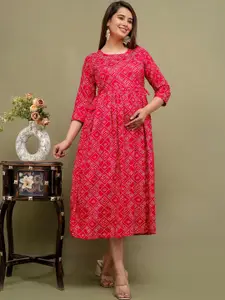 Mialo fashion Printed Maternity Feeding Fit & Flared Ethnic Dresses