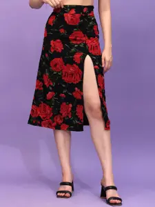 Moda Rapido Printed Side Slit Midi Skirt