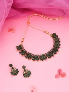 Anouk Gold-Plated Artificial Stones Studded Necklace And Earrings