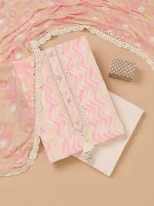 Koskii Ethnic Motifs Embroidered Sequinned Pure Cotton Unstitched Dress Material