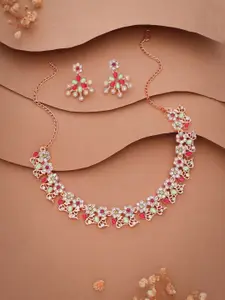 Anouk Gold-Plated Artificial Stones Studded Necklace And Earrings