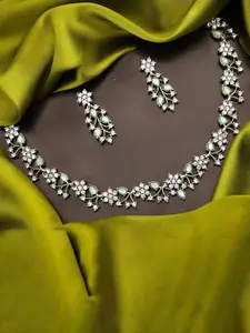 Anouk Gold-Plated American Diamond And Stones Studded Necklace And Earrings