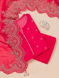 Koskii Ethnic Motifs Embroidered Sequinned Unstitched Dress Material