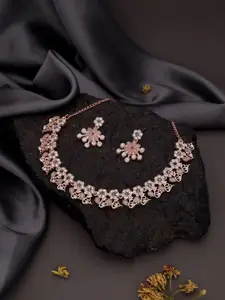 Anouk Gold-Plated Artificial Stones Studded Necklace With Earrings