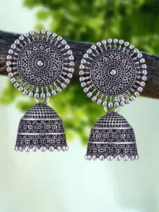DIVASTRI Set of 5 Silver-Plated Oxidized Dome Shaped Jhumkas