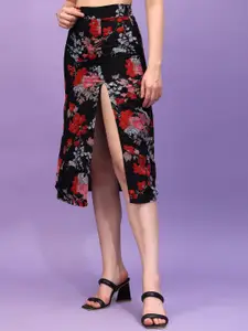 Moda Rapido Printed Side Slit Midi Skirt