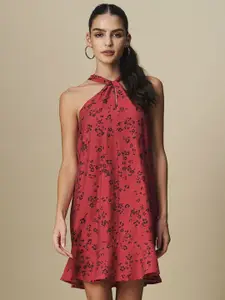 Chemistry Women Floral Print Halter Neck A-Line Mini Dress