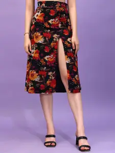 Moda Rapido Printed Side Slit Midi Skirt
