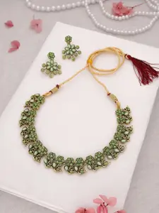 Anouk Gold-Plated Artificial Stones Studded Necklace And Earrings