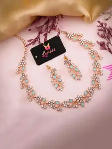 Lyriss Silver-Plated American Diamond Studded Necklace And Earrings