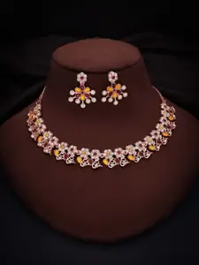 Anouk Gold-Plated Artificial Stones Studded Necklace And Earrings